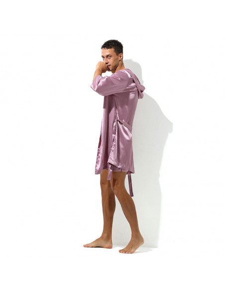 Стильный халат под шёлк с капюшоном G94