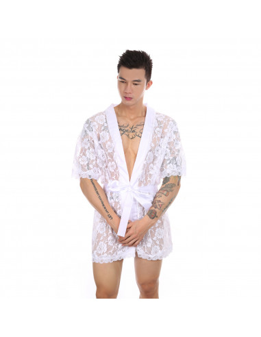 Халат мужской кружевной White G104