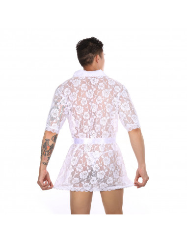 Халат мужской кружевной White G104