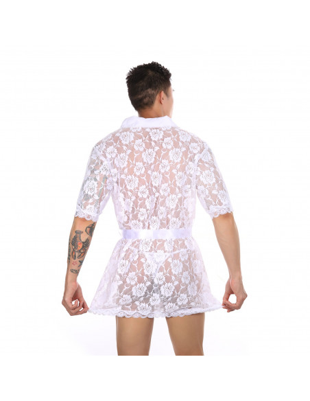 Халат мужской кружевной White G104