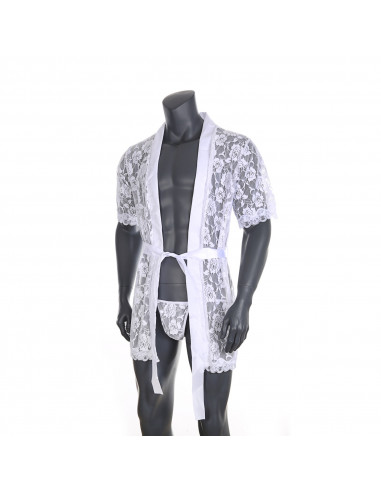 Халат мужской кружевной White G104