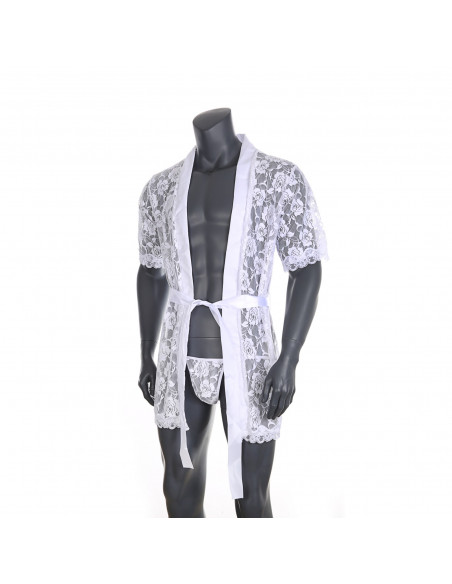 Халат мужской кружевной White G104