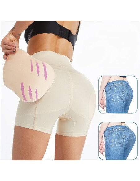 Корректирующие шорты для увеличения бедер и ягодиц с высоким поясом 13011 Бежевые 44