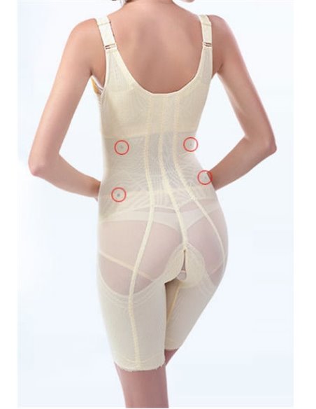 Боди на крючках и с удлиненными шортами 14009 Бежевый 48