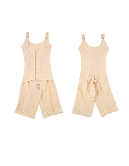 Боди на крючках и с удлиненными шортами 14009 Бежевый 48