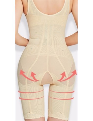 Боди на крючках и с удлиненными шортами 14009 Бежевый 48