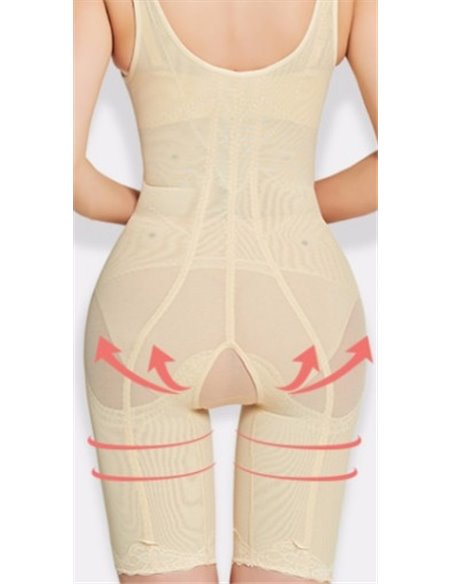 Боди на крючках и с удлиненными шортами 14009 Бежевый 48