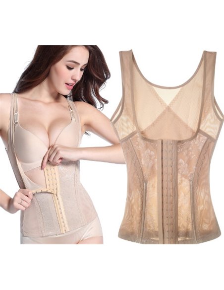 Майка корректирующая талию и живот на крючках сильная утяжка 14011 Бежевый 44