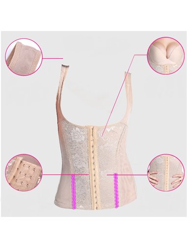 Майка корректирующая талию и живот на крючках сильная утяжка 14011 Бежевый 44