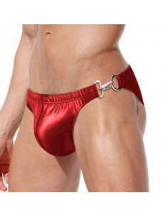 Плавки бикини красные блестящие 2431