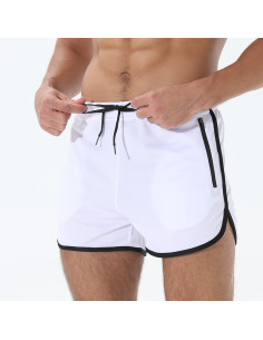 короткие белые мужские спортивные шорты с карманами на молнии