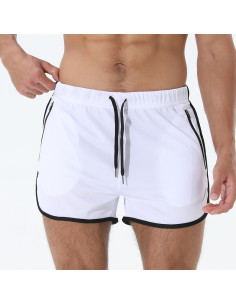 короткі білі чоловічі спортивні шорти з кишенями на блискавці 2