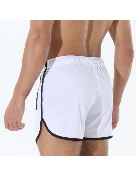 белые мужские шорты для зала с боковыми разрезами