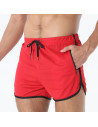 красные короткие мужские спортивные шорты с карманами на молнии