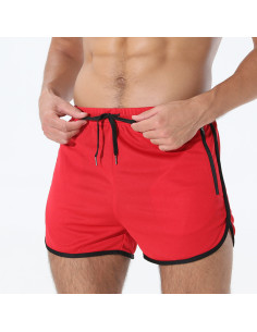 красные короткие мужские спортивные шорты с карманами на молнии 2