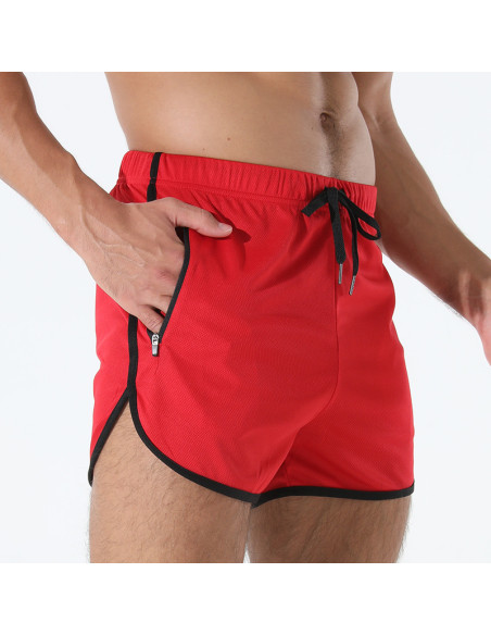 короткие красные мужские шорты с боковыми разрезами