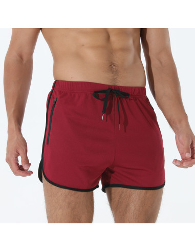 бордовые тренировочные шорты мужские боковые разрезы