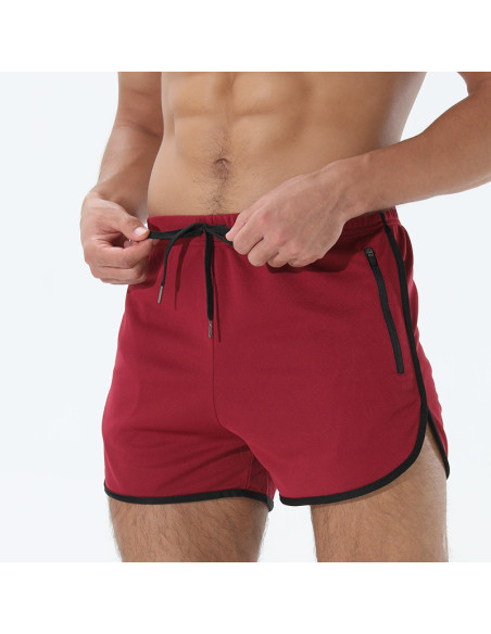 бордовые короткие мужские спортивные шорты карманы на молнии