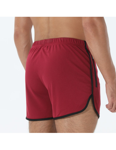 короткие бордовые шорты для бега и зала вид сбоку