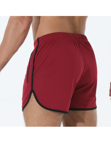 короткие спортивные шорты бордовые мужские вид сзади