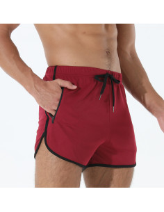 бордові короткі чоловічі спортивні шорти кишені на блискавці 2