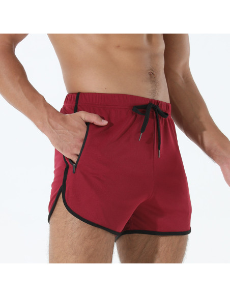 мужские спортивные шорты бордовые короткие вид спереди