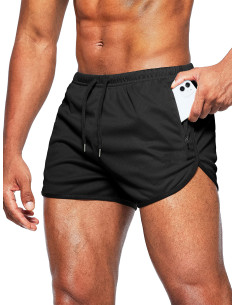 короткі чорні чоловічі спортивні шорти сітчасті з підкладкою