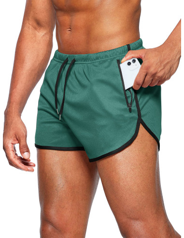 короткие спортивные шорты темно-зеленые боковые разрезы