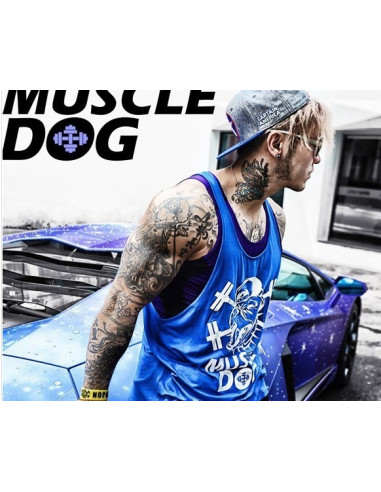 Спортивная майка для бодибилдинга Muscle Dog Blue лот 396