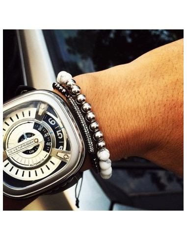 Стильный мужской браслет CoolMan White Crystal BR004