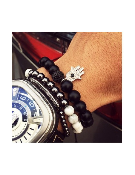 Стильный мужской браслет CoolMan Black Crystal BR005