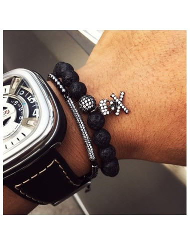 Стильный мужской браслет CoolMan Black Crystal BR005
