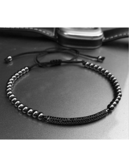 Стильный мужской браслет CoolMan Black Crystal BR005