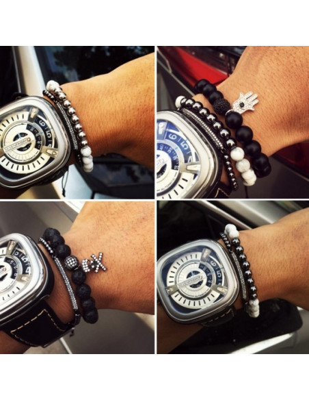 Стильный мужской браслет CoolMan Black Crystal BR005