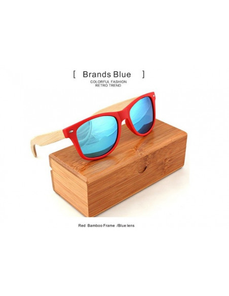 Стильные очки с деревянными дужками Style Red\Blue W012