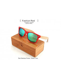 Солнечные очки с деревянными дужками Style Red\Green W013