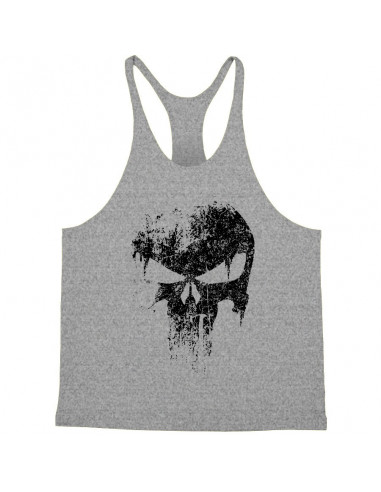 Майка мужская  с черепом серая Skull  лот 4055