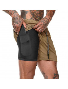 Спортивные шорты с карманом для телефона Gold Khaki лот 3395 2