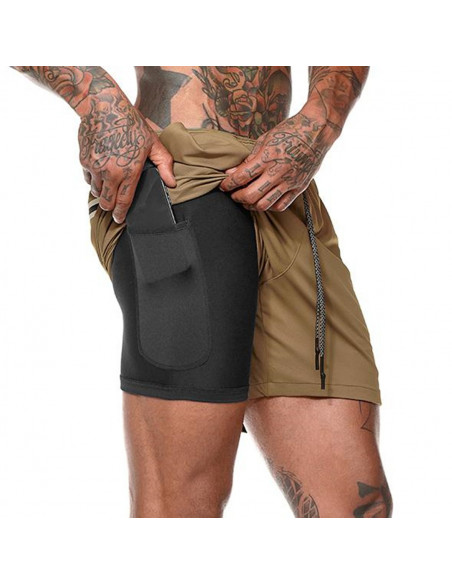 Спортивные шорты с карманом для телефона Gold Khaki лот 3395