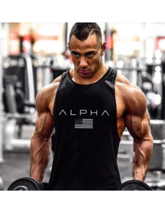 Черная майка с надписью ALPHA лот 4069