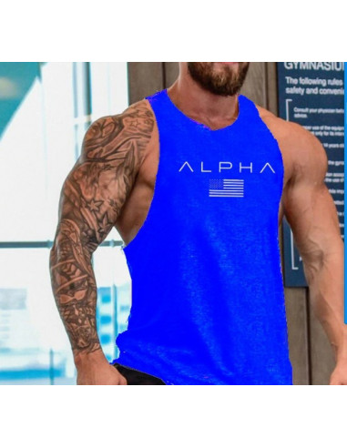 Синяя майка с надписью ALPHA лот 4071