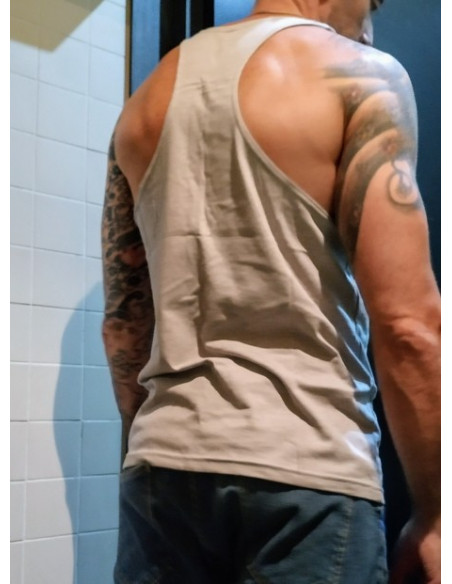 Серая майка с надписью ALPHA лот 4070