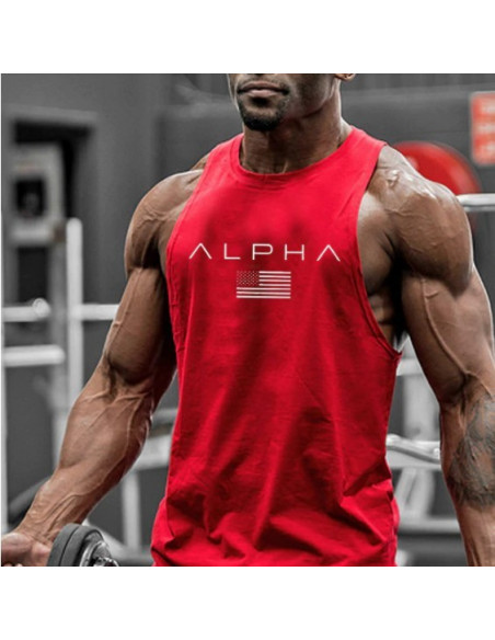 Красная майка с надписью ALPHA лот 4072