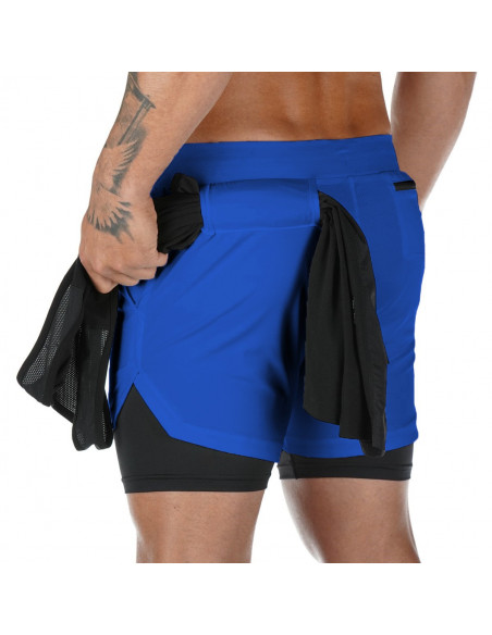 Компрессионные шорты,шорты 2в1 Sport Shorts Blue 3408
