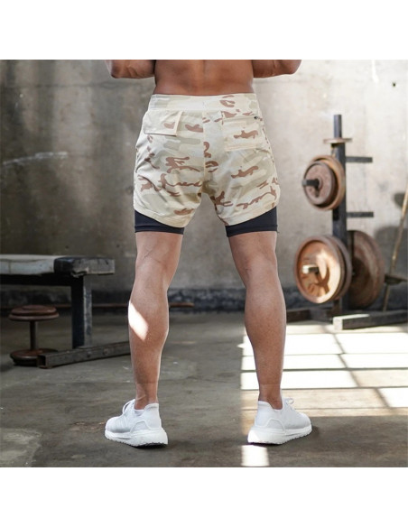 Шорты камуфляжные 2в1 с подкладкой Sport Shorts  3409