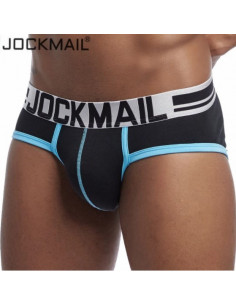 Трусы черно-голубые Jockmail JM238
